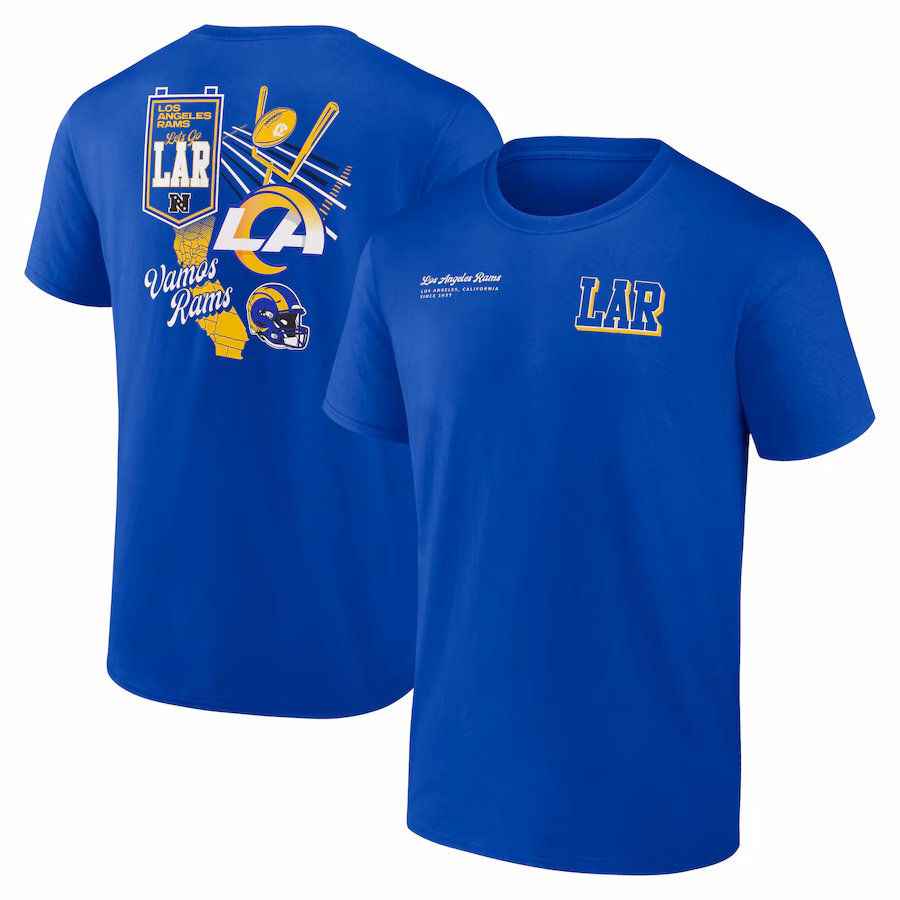 Men's Los Angeles Rams Fanatics Royal Split Zone T-Shirt - Jersey