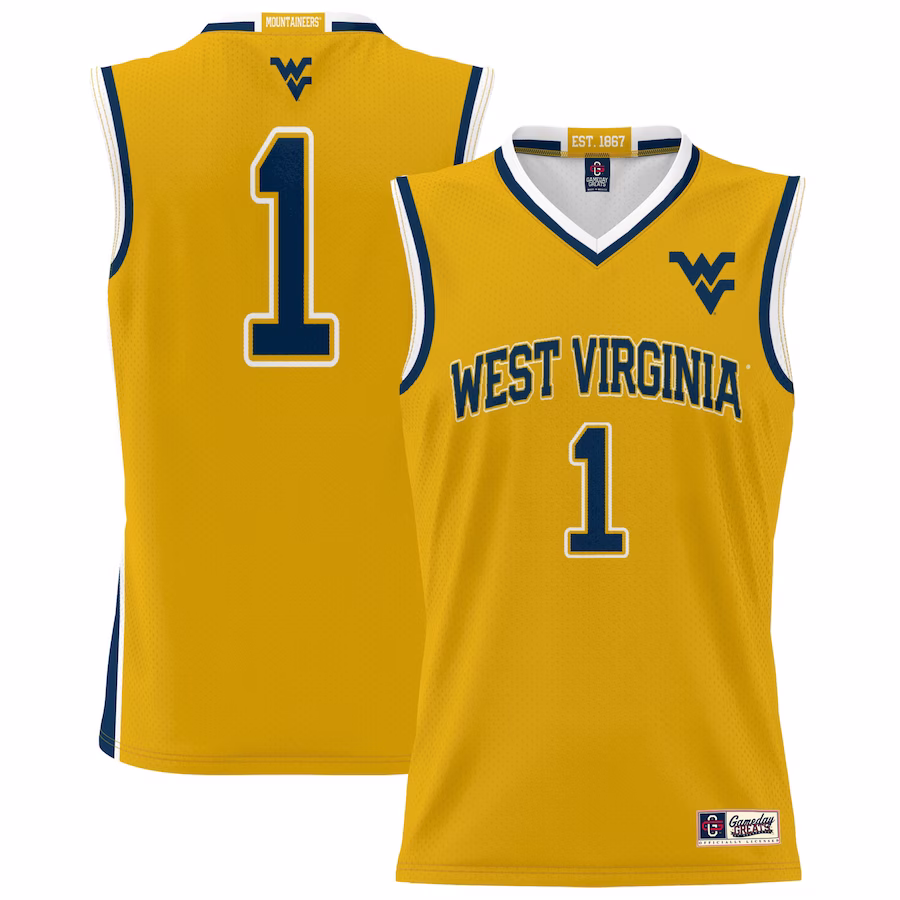 #1 West Virginia Mountaineers GameDay Greats Youth Lightweight Basketball Jersey - Gold - Jersey