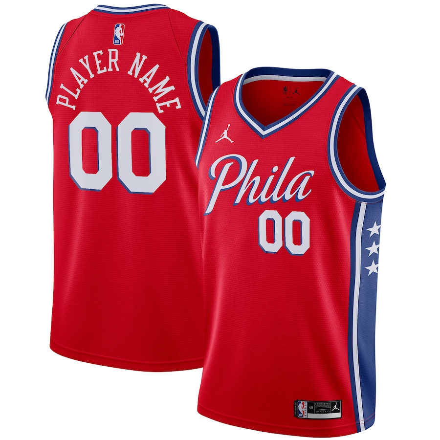 Men's Philadelphia 76ers Jordan Brand Red Swingman Custom Jersey - Statement Edition - Jersey