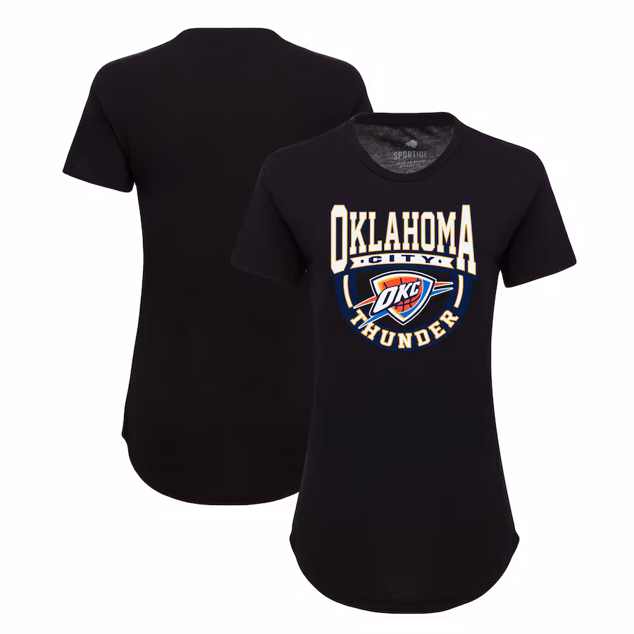Women's Oklahoma City Thunder Sportiqe Black Phoebe Super Soft Tri-Blend T-Shirt - Jersey