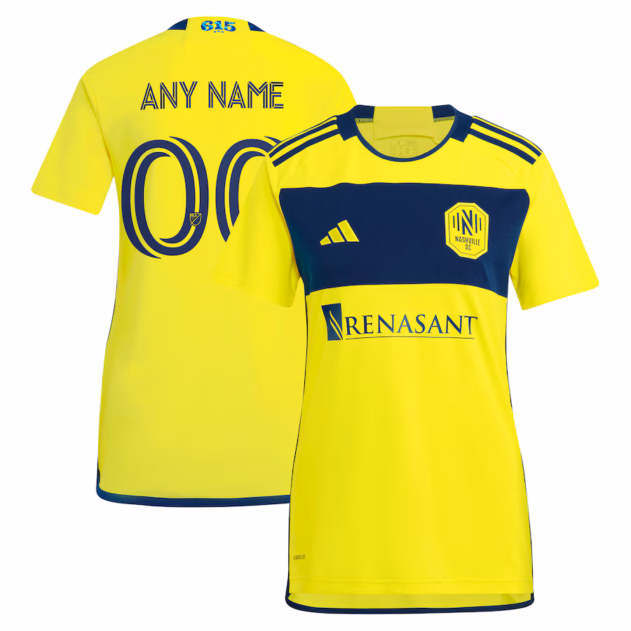 Women's Nashville SC  adidas Yellow 2024 The 615 Kit Replica Custom Jersey - Jersey