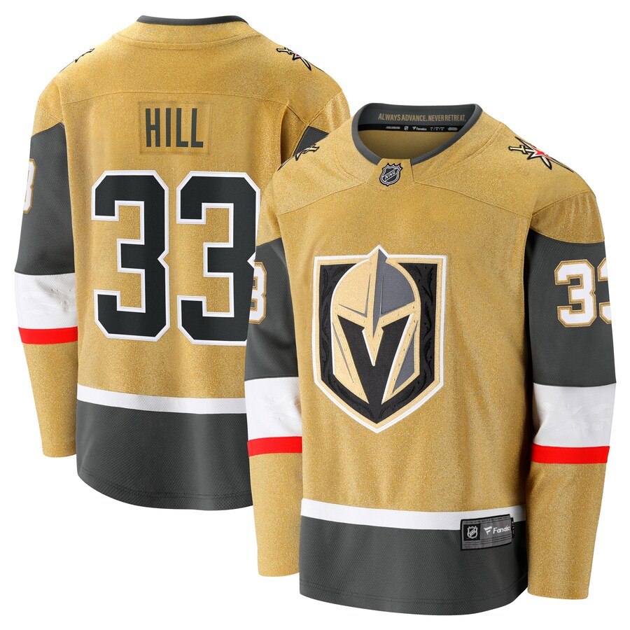 Men's Vegas Golden Knights Adin Hill Fanatics Branded Gold Home Breakaway Jersey - Jersey