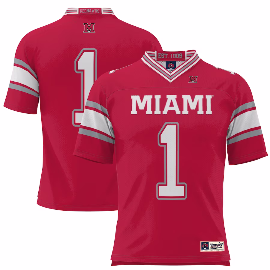 #1 Miami University RedHawks GameDay Greats Football Jersey - Red - Jersey