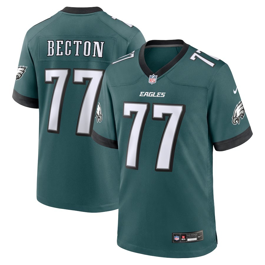 Men's Philadelphia Eagles Mekhi Becton Nike Midnight Green Team Game Jersey - Jersey
