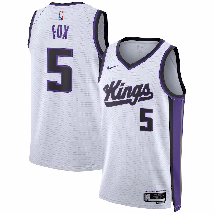 Unisex Sacramento Kings De'Aaron Fox Nike White Swingman Jersey - Association Edition - Jersey