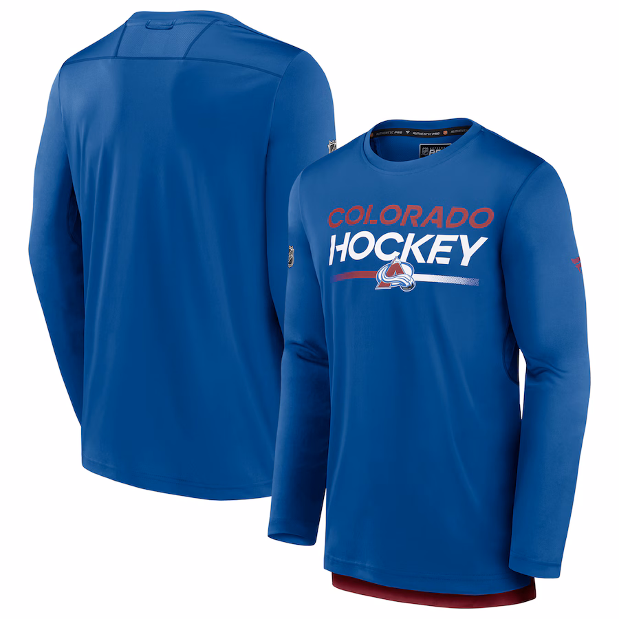 Men's Colorado Avalanche Fanatics Blue Authentic Pro Tech Long Sleeve T-Shirt - Jersey