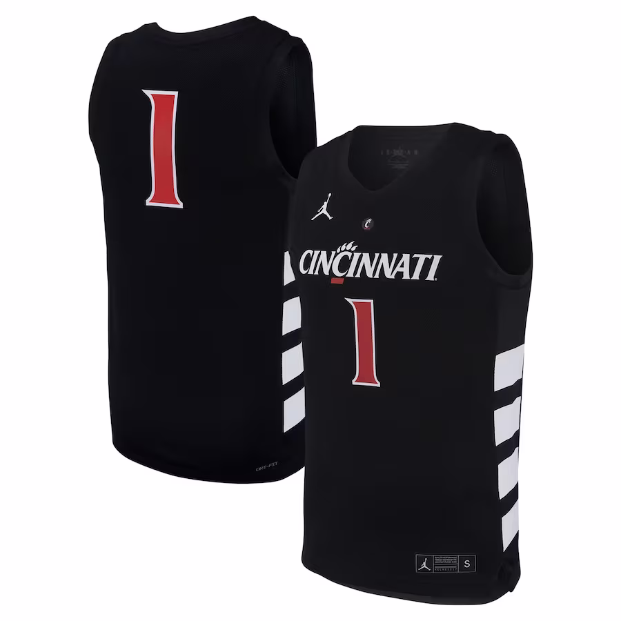 #1 Cincinnati Bearcats Jordan Brand Replica Basketball Jersey - Black - Jersey