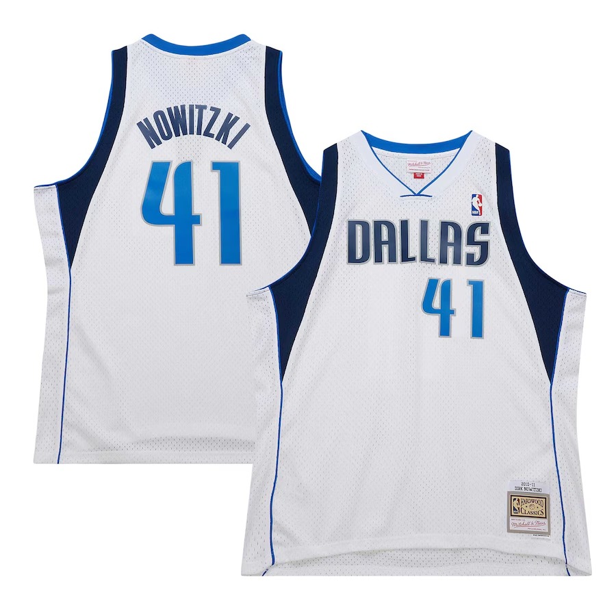 Men's Dallas Mavericks Dirk Nowitzki Mitchell & Ness White 2010/11 Hardwood Classics Swingman Jersey - Jersey