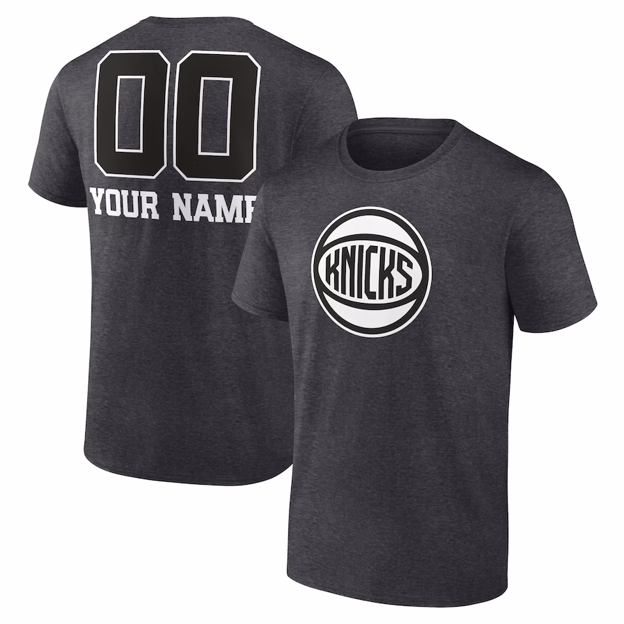 Men's New York Knicks Charcoal Personalized Name & Number Monochrome T-Shirt - Jersey