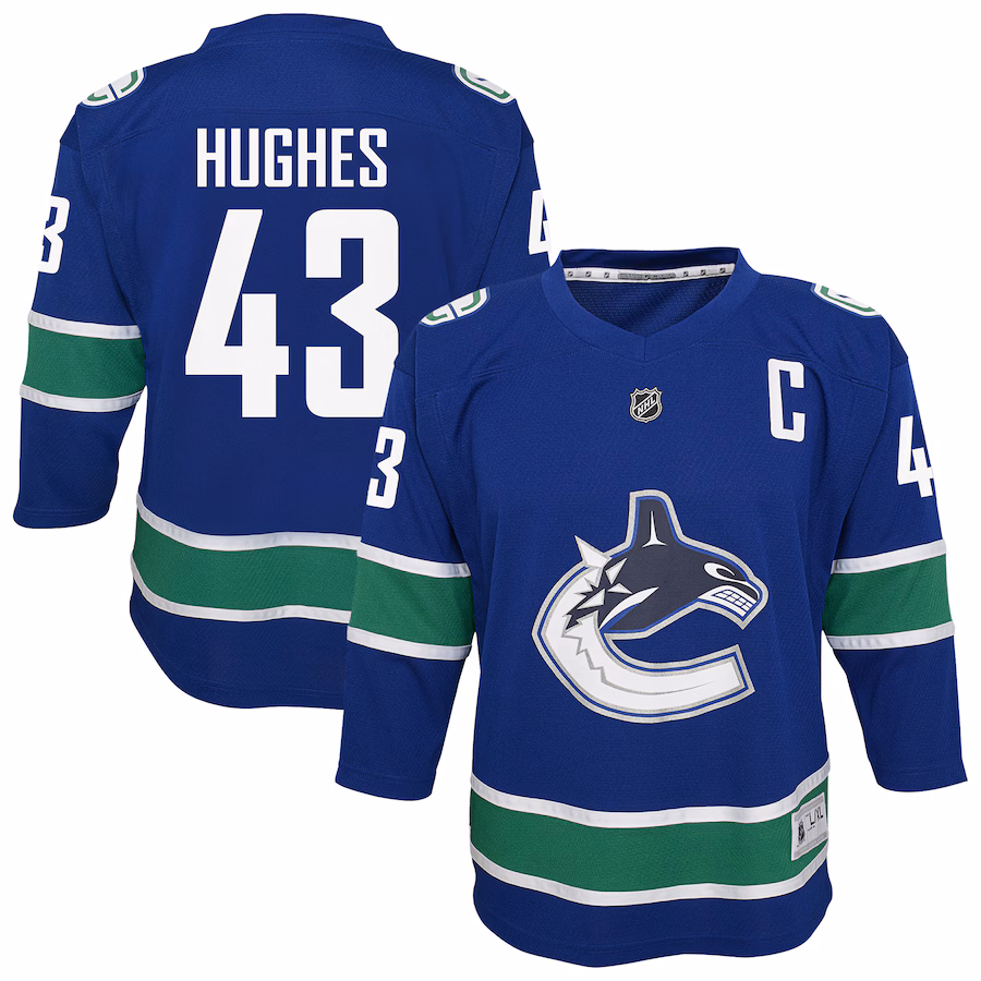 Youth Vancouver Canucks Quinn Hughes Outerstuff Blue Alternate Replica Player Jersey - Jersey