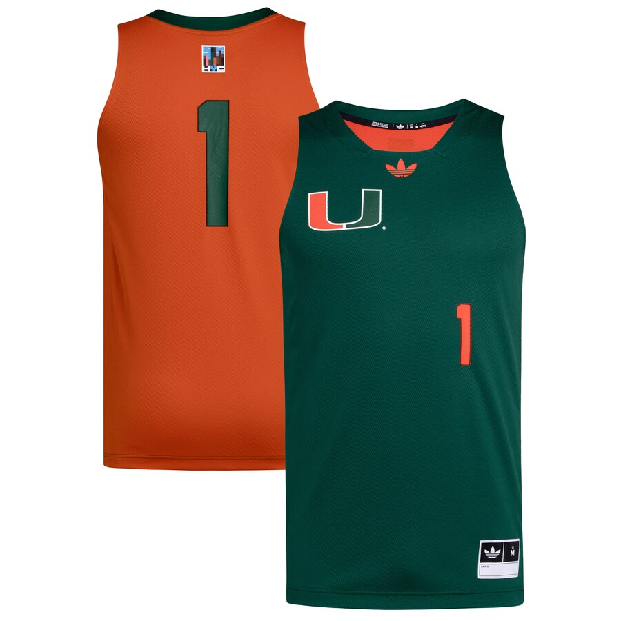 Men's adidas #1 Green/Orange Miami Hurricanes Black History Month Basketball Jersey - Jersey