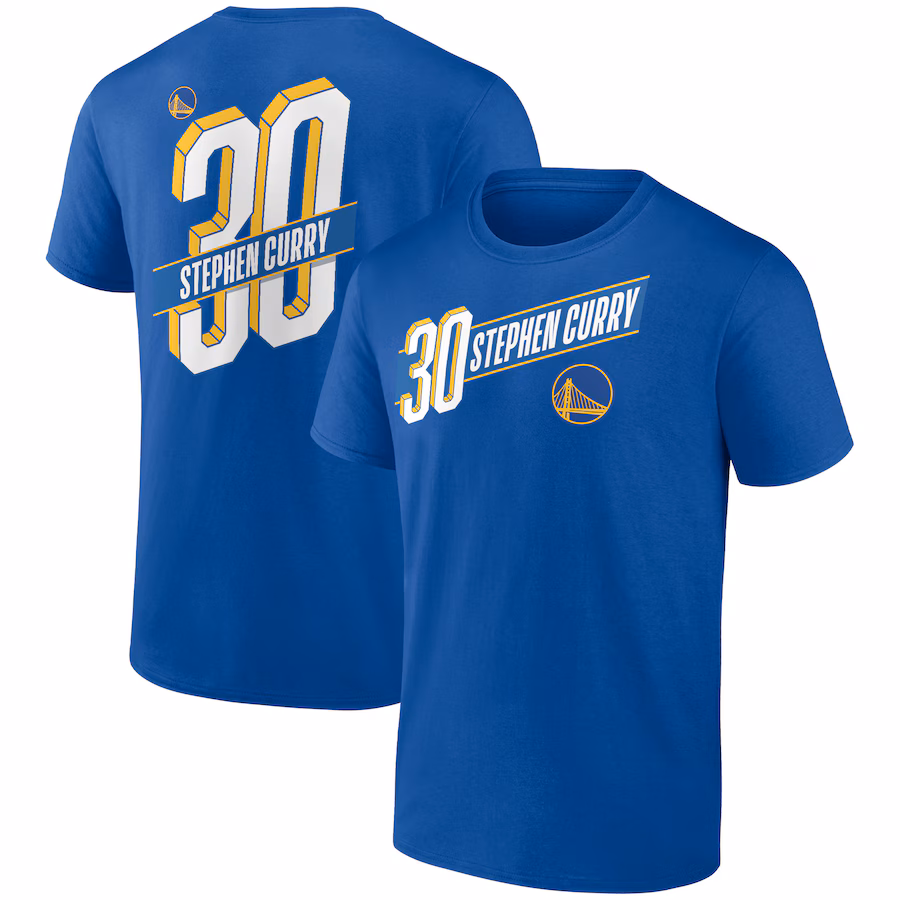 Men's Golden State Warriors Stephen Curry Royal Full-Court Press Name & Number T-Shirt - Jersey