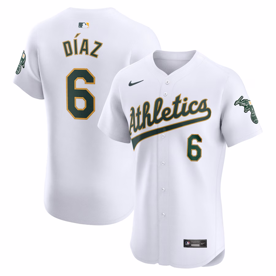 Men's Oakland Athletics Aledmys Diaz Nike White Home Elite Player Jersey - Jersey