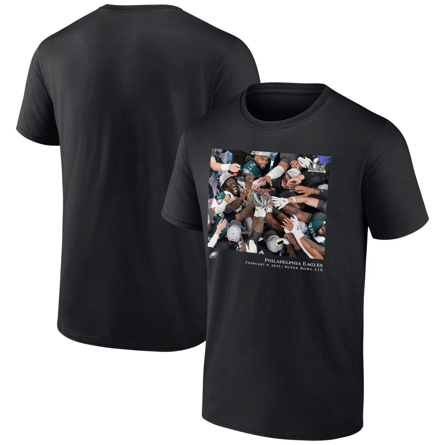 Men's Philadelphia Eagles  Black NFL Flash Features Super Bowl LIX Champions T-Shirt - Jersey