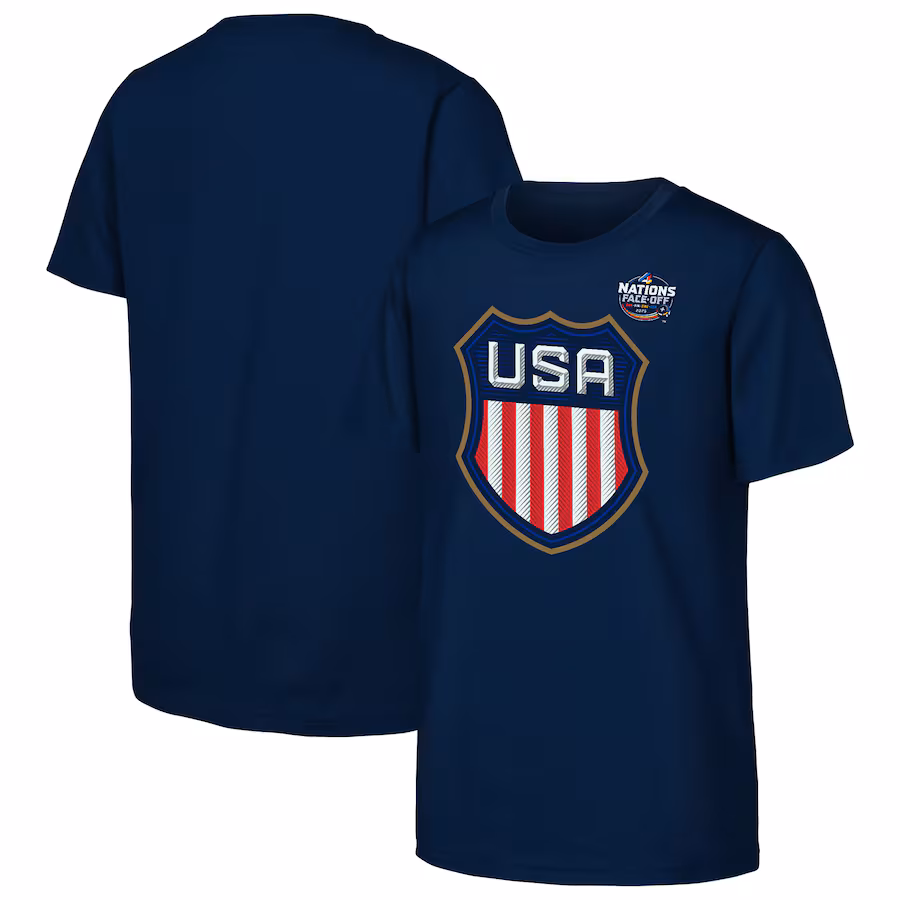 Youth USA Navy 2025 4 Nations Face-Off Secondary Logo T-Shirt - Jersey
