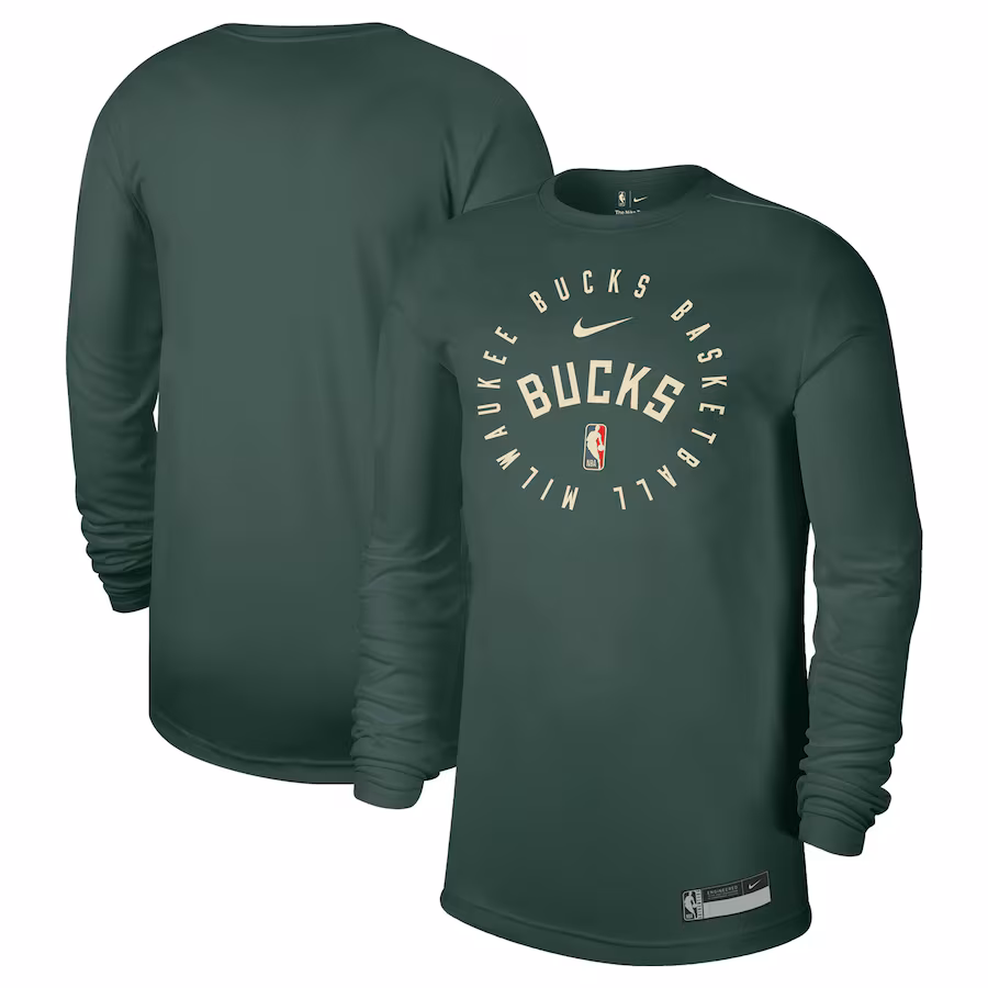Men's Milwaukee Bucks Nike Hunter Green 2024/25 Legend On-Court Practice Long Sleeve T-Shirt - Jersey