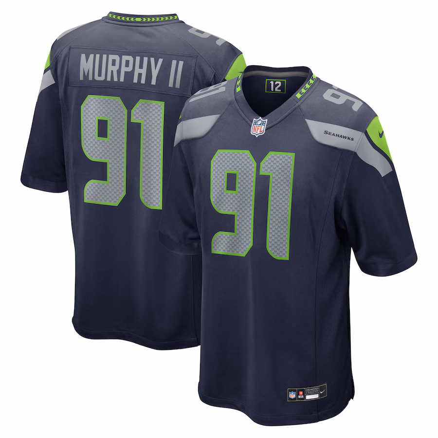 Men's Seattle Seahawks Byron Murphy II Nike College Navy Player Game Jersey - Jersey