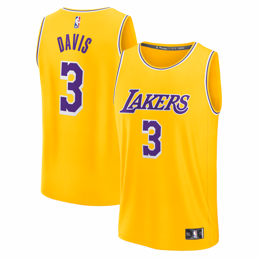 Men's Los Angeles Lakers Anthony Davis Fanatics Gold Fast Break Replica Jersey - Icon Edition - Jersey