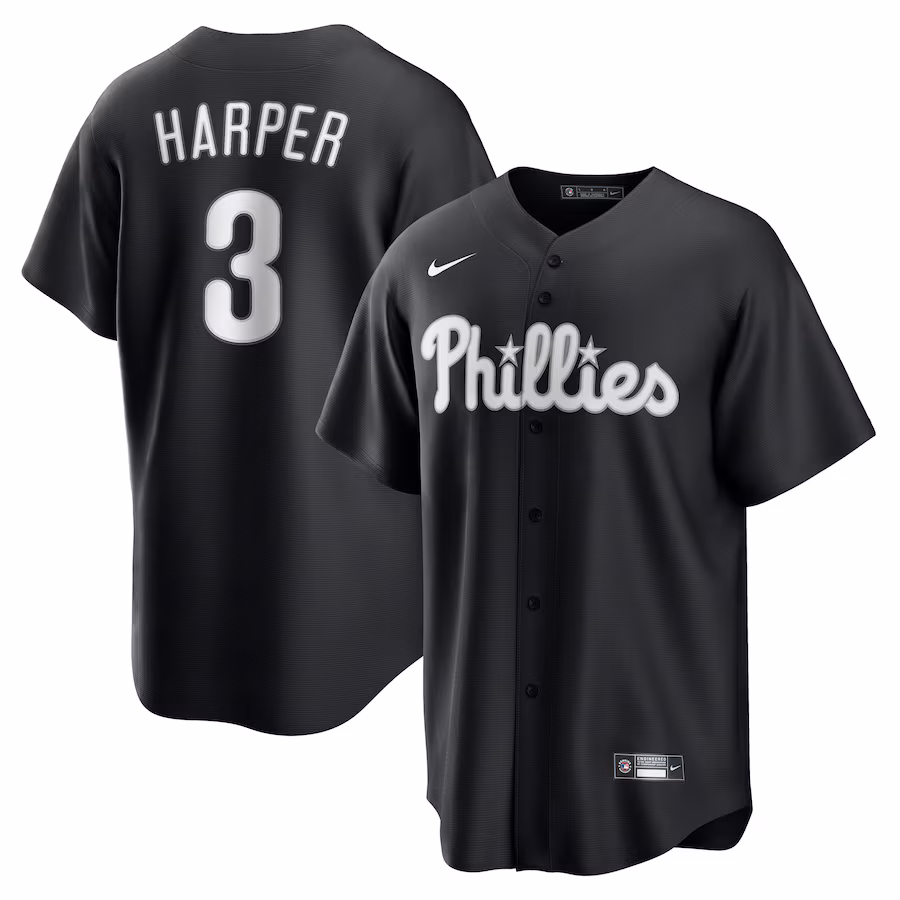 Men's Philadelphia Phillies Bryce Harper Nike Black Fashion Replica Jersey - Jersey