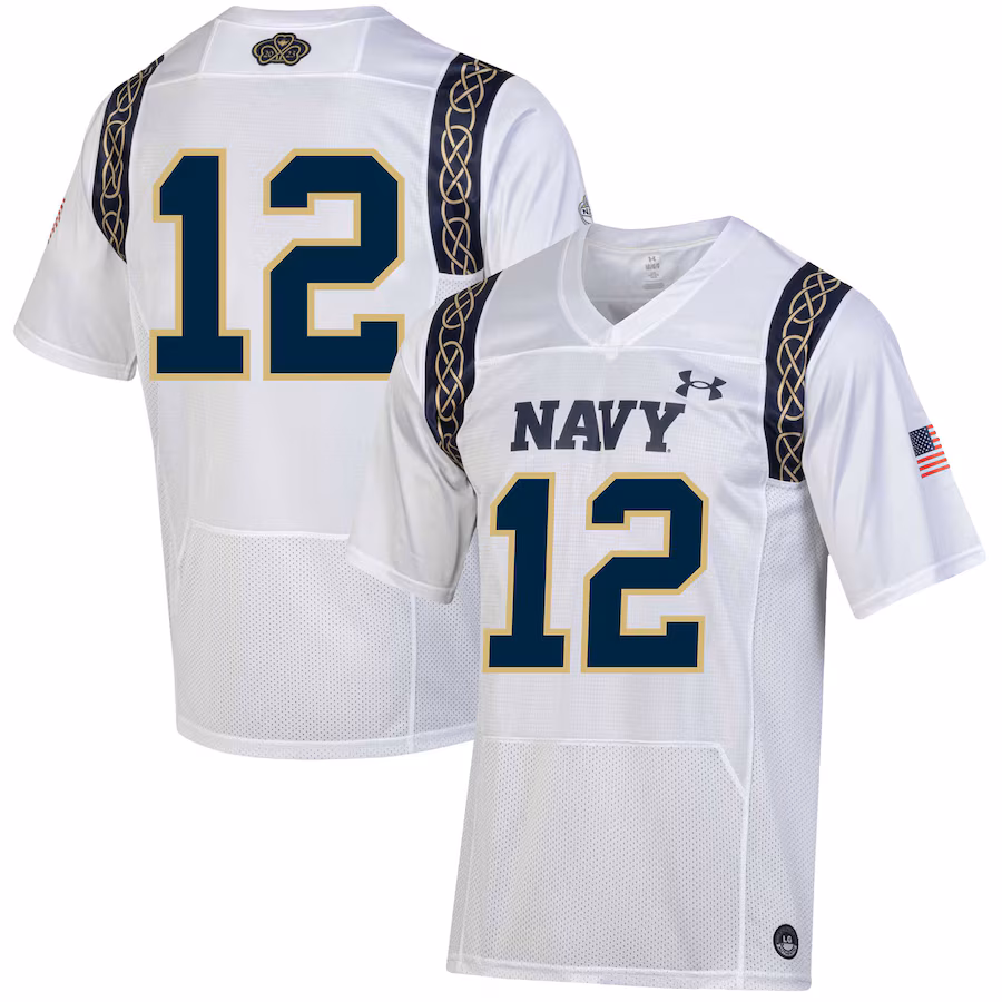 Men's Under Armour  White Navy Midshipmen 2023 Aer Lingus College Football Classic Replica Jersey - Jersey