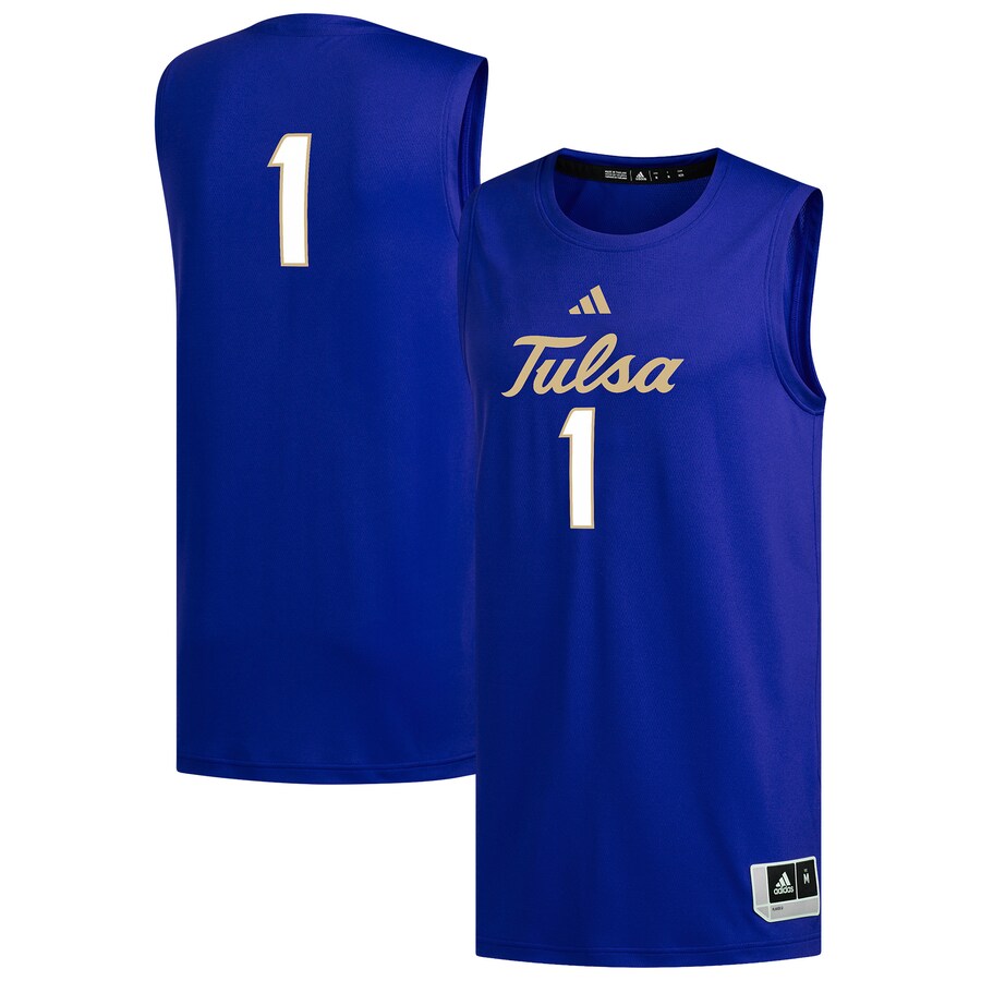 Men's adidas #1 Royal Tulsa Golden Hurricane Replica Basketball Jersey - Jersey