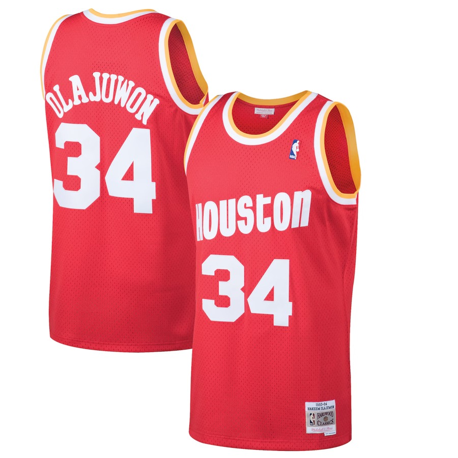 Men's Houston Rockets Hakeem Olajuwon Mitchell & Ness Red 1993/94 Hardwood Classics Swingman Jersey - Jersey