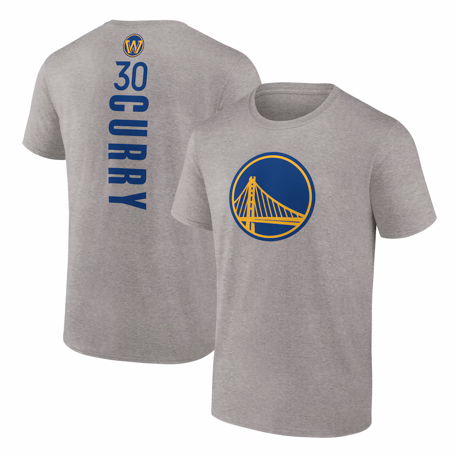 Men's Golden State Warriors Stephen Curry Heathered Gray Playmaker Name & Number T-Shirt - Jersey