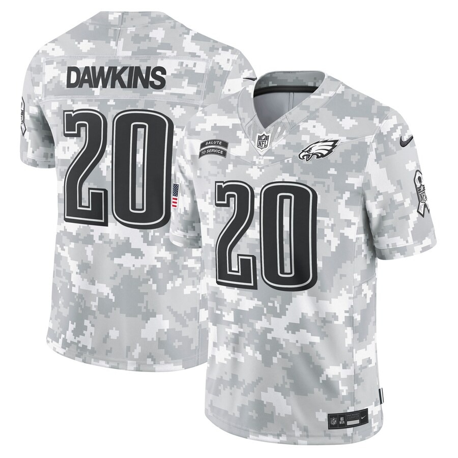 Men's Philadelphia Eagles Brian Dawkins Nike Arctic Camo 2024 Salute to Service Retired Player Limited Jersey - Jersey