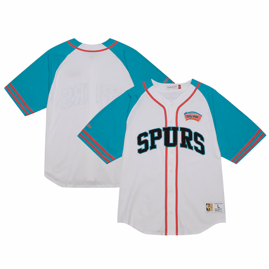 Men's San Antonio Spurs  Mitchell & Ness White Practice Day Baseball Jersey - Jersey