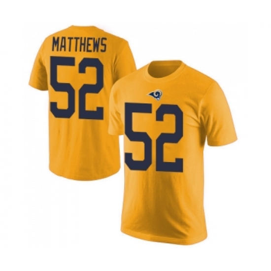 Men's Los Angeles Rams #52 Clay Matthews Gold Rush Pride Name & Number T-Shirt - Jersey