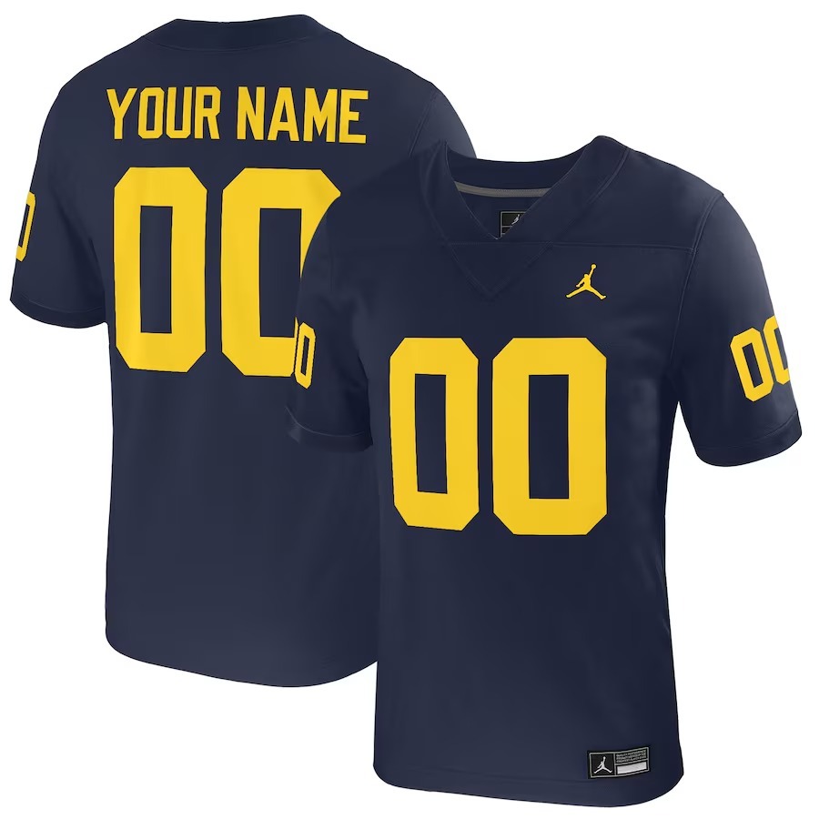 Michigan Wolverines Jordan Brand Youth  Custom Football Game Jersey – Navy - Jersey