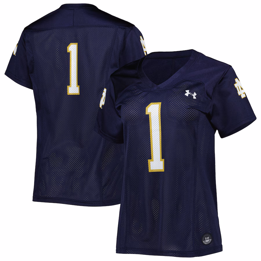 Women's Under Armour #1 Navy Notre Dame Fighting Irish Replica Football Jersey - Jersey