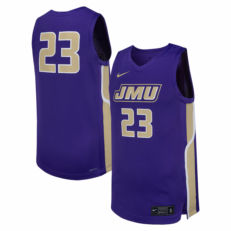 Men's Nike #23 Purple James Madison Dukes Replica Basketball Jersey - Jersey