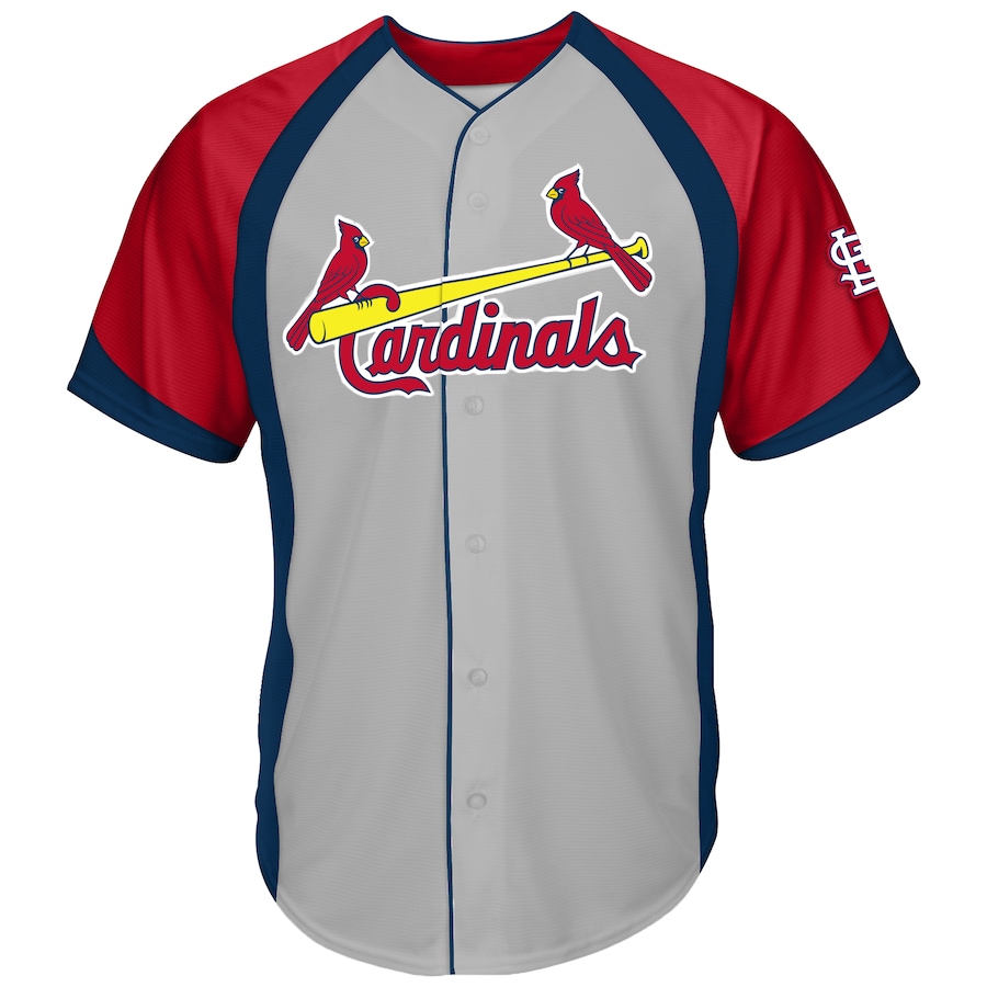 Men's St. Louis Cardinals Gray/Red Big & Tall Colorblock Full-Button Jersey - Jersey