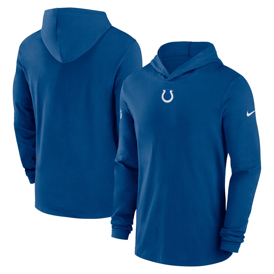 Men's Indianapolis Colts Nike Royal Sideline Performance Long Sleeve Hoodie T-Shirt - Jersey