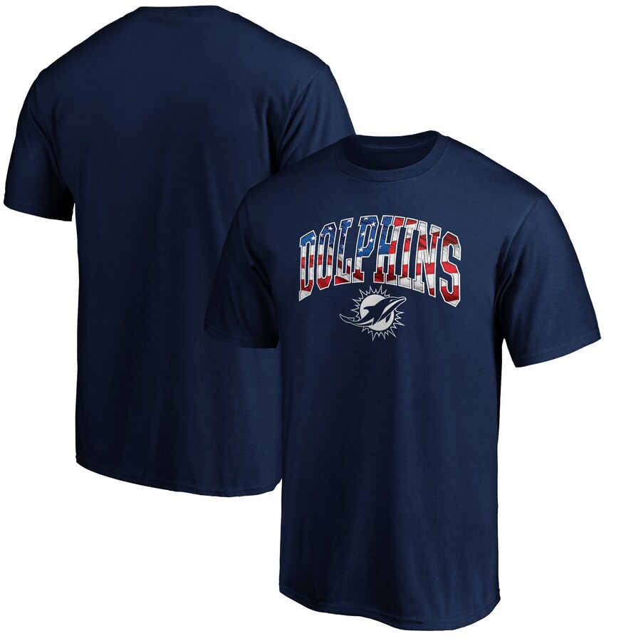 Men's Miami Dolphins Navy Banner Wave Logo T-Shirt - Jersey