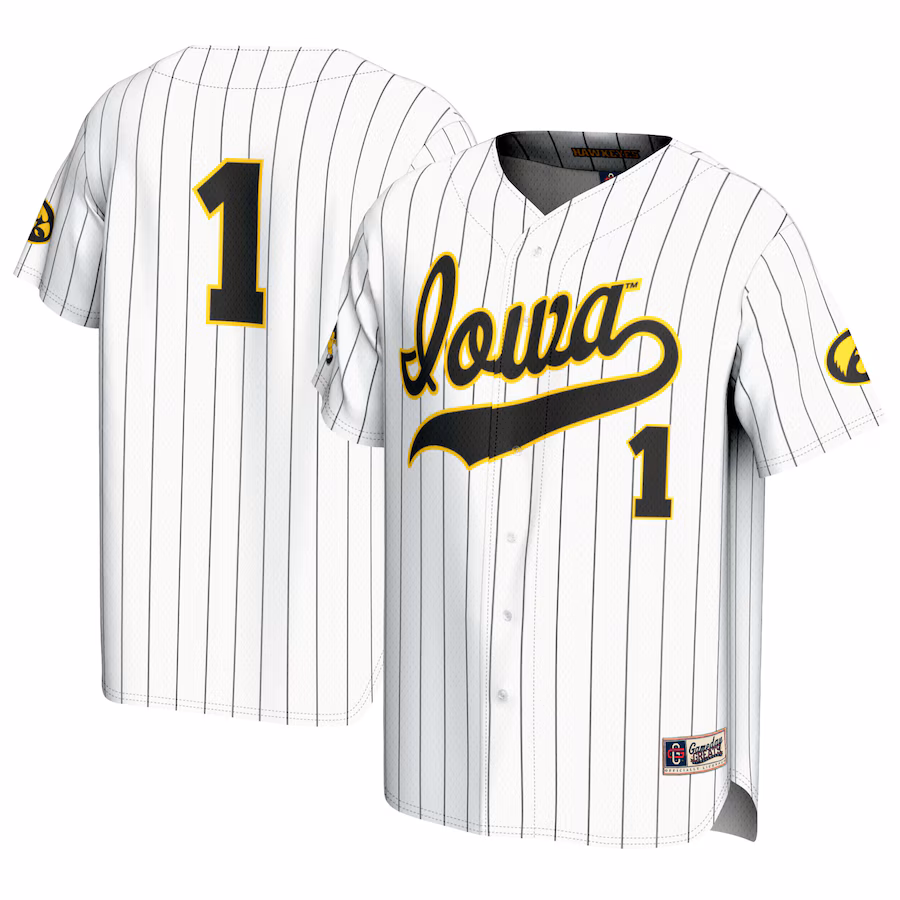 Youth GameDay Greats #1 White Iowa Hawkeyes Baseball Lightweight Fashion Jersey - Jersey