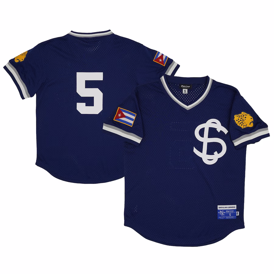 Men's Santa Clara Leopardos #5 Rings & Crwns Navy Mesh Replica V-Neck Jersey - Jersey