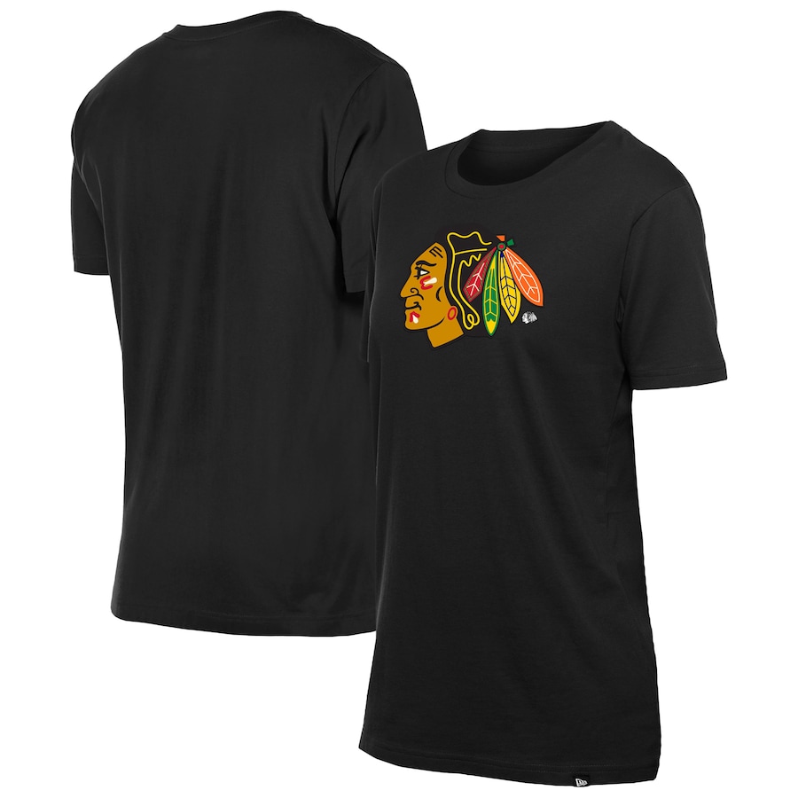 Women's Chicago Blackhawks New Era Black Glam Game Floral T-Shirt - Jersey