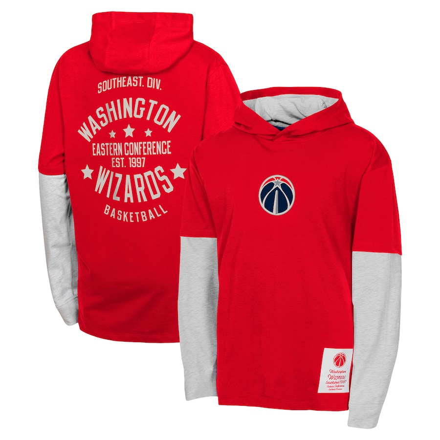 Youth Washington Wizards Red Small Ball Long Sleeve Hoodie T-Shirt - Jersey