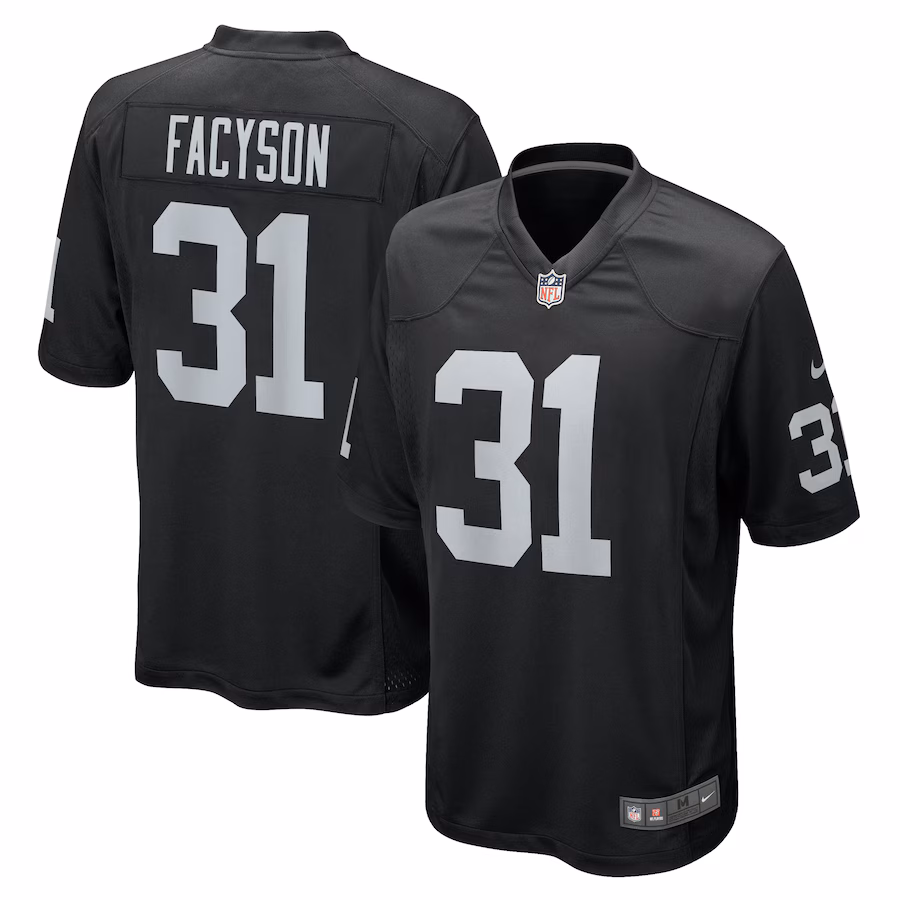 Men's Las Vegas Raiders Brandon Facyson Nike  Black Team Game Jersey - Jersey