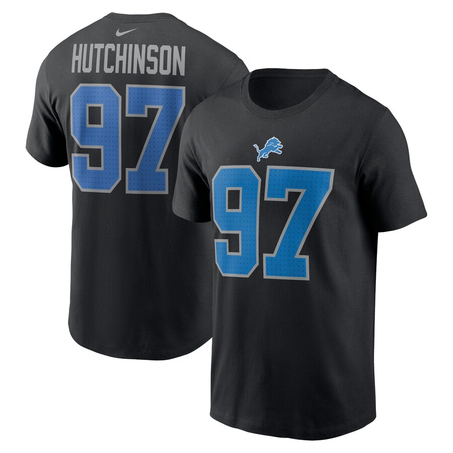 Men's Detroit Lions Aidan Hutchinson Nike Black Player Name & Number T-Shirt - Jersey