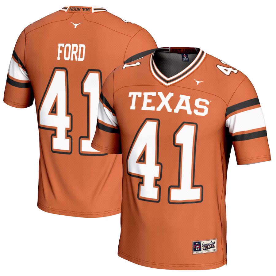 Jaylan Ford Texas Longhorns GameDay Greats Youth NIL Player Football Jersey - Texas Orange - Jersey