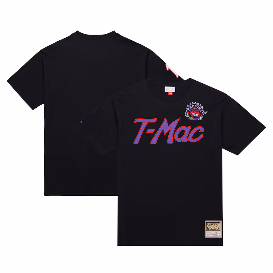 Men's Toronto Raptors Tracy McGrady Mitchell & Ness Black Premium Nickname T-Shirt - Jersey