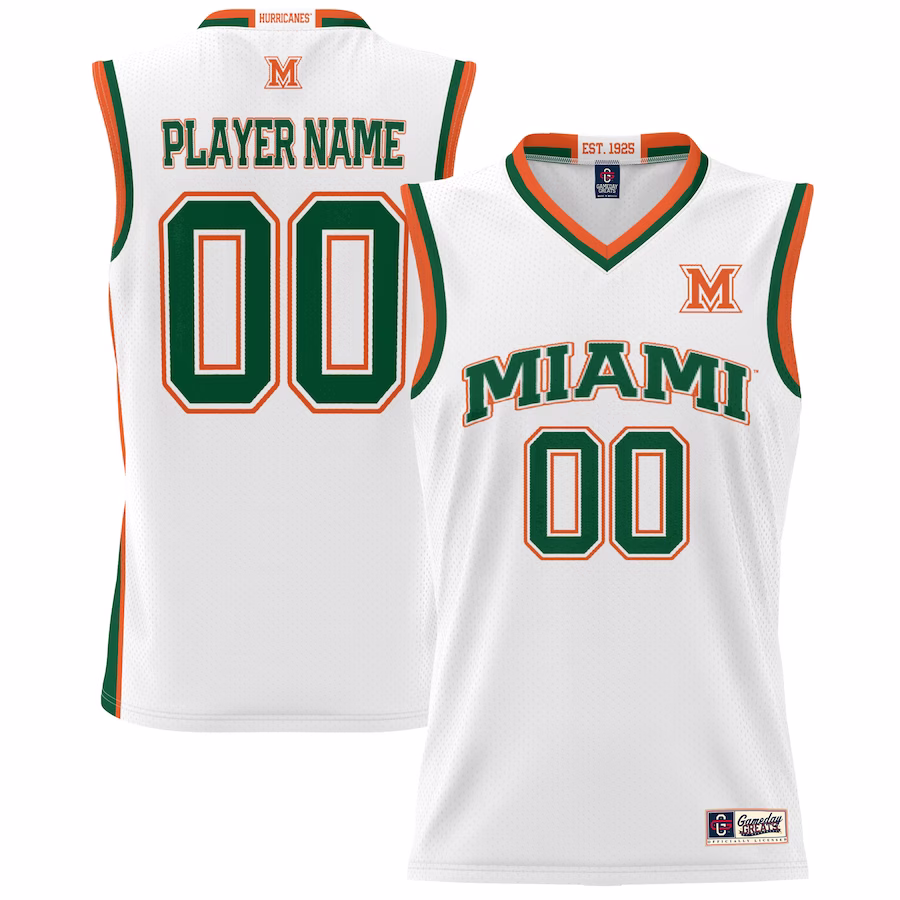 Miami Hurricanes NIL Pick-A-Player Lightweight Basketball Jersey - White - Jersey
