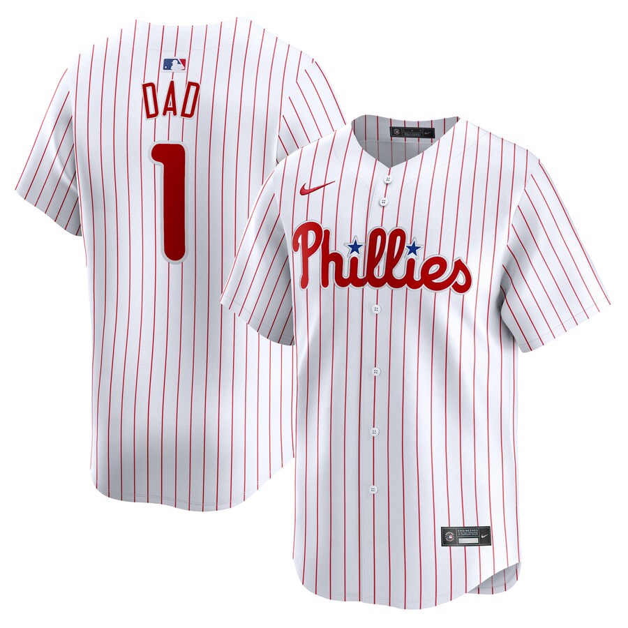 Men's Philadelphia Phillies Nike White #1 Dad Home Limited Jersey - Jersey