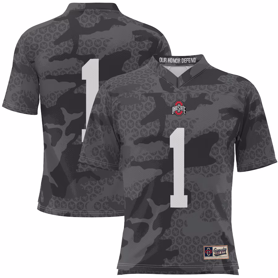 Men's GameDay Greats #1 Black Ohio State Buckeyes Camo Football Jersey - Jersey