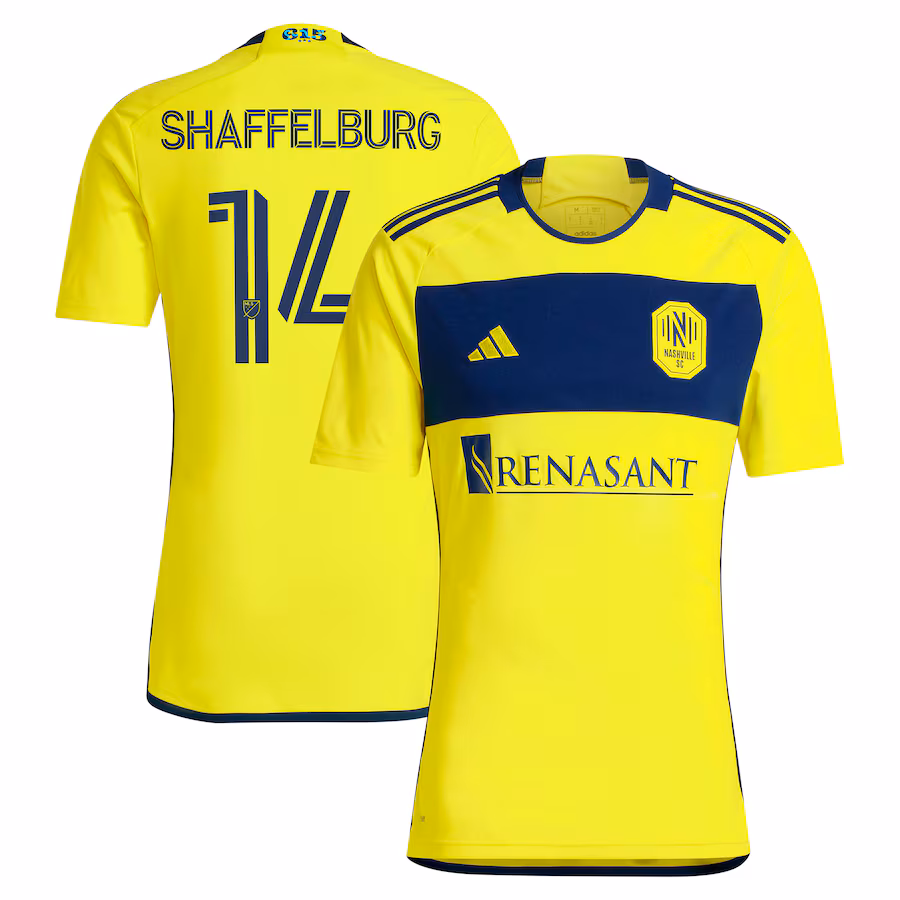 Men's Nashville SC Jacob Shaffelburg adidas Yellow 2024 The 615 Kit Replica Player Jersey - Jersey