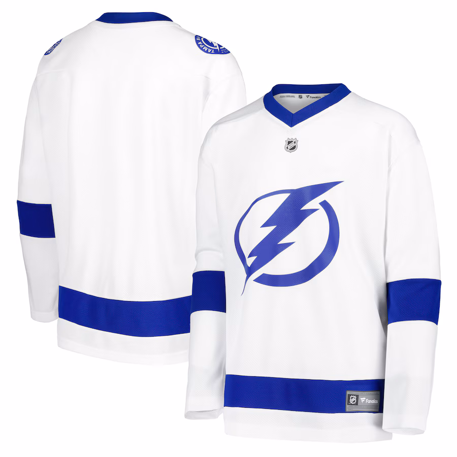 Youth Tampa Bay Lightning Fanatics White Away Replica Blank Jersey - Jersey