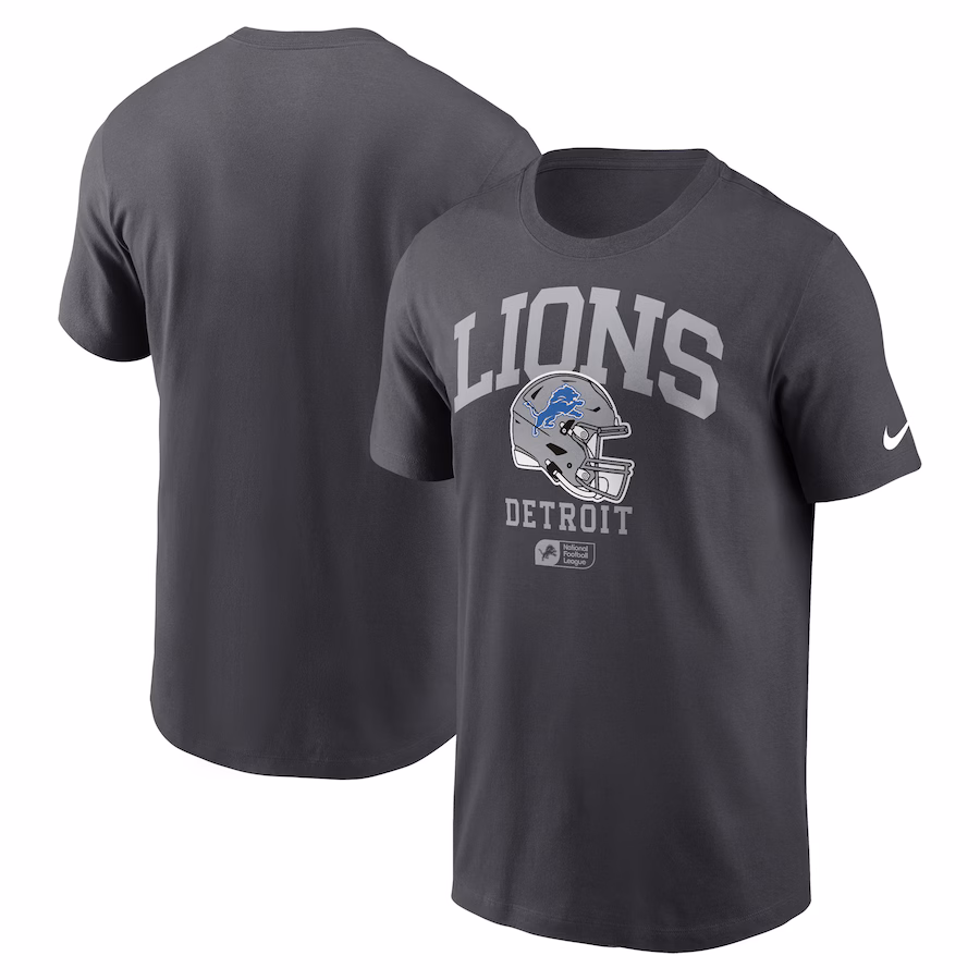 Men's Detroit Lions Nike Anthracite Helmet Essential T-Shirt - Jersey
